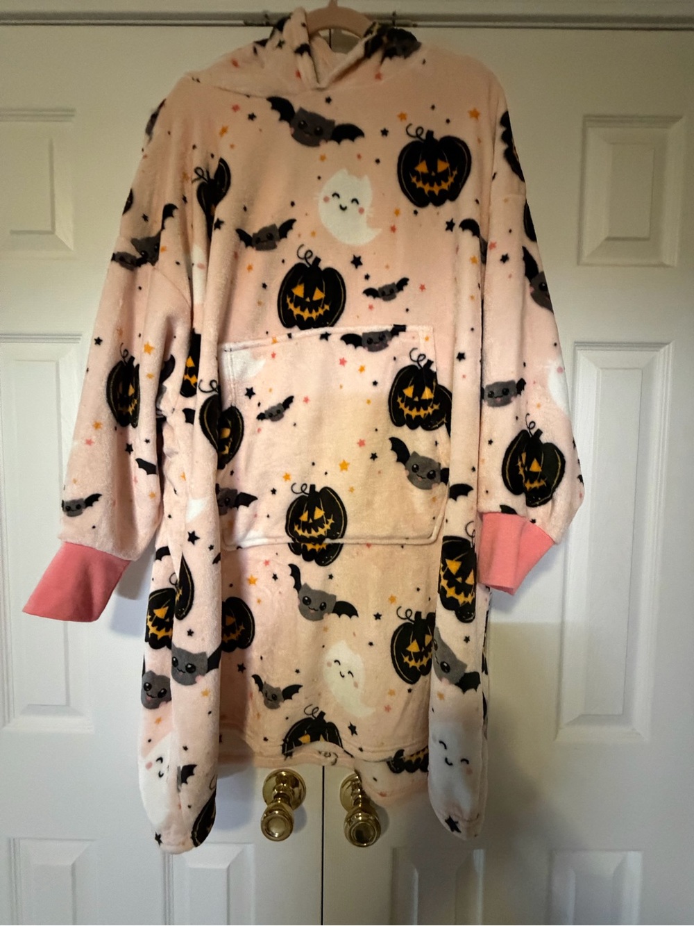 Halloween Hooded Blanket set - Pink Ghost & Pumpkin Print new no tags S
